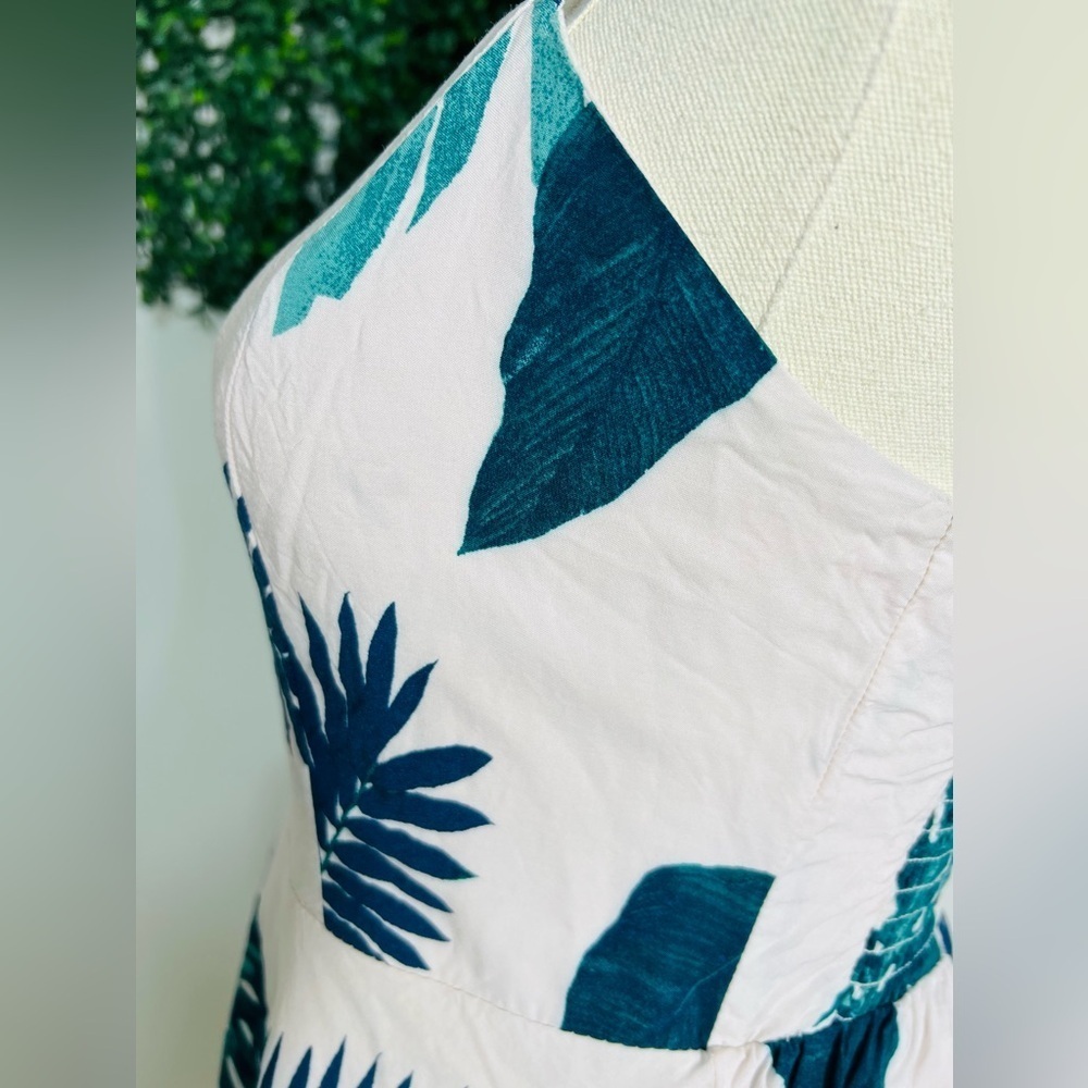 Old Navy Women's Pink Green Palm Leaf Printed Cami Sleeveless Dress Size Medium - Picture 5 of 13